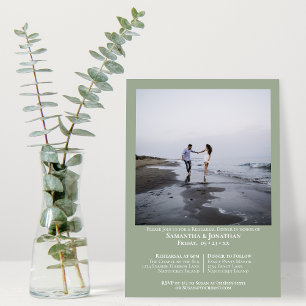 Invitation Minimal Sage Green Photo Wedding Rehearsal Dinner