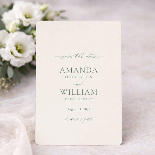 Invitation Minimal Sage Green Save the Date Card
