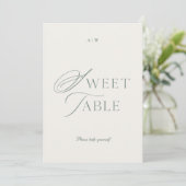 Invitation Minimal Sage Green Sweet Table Sign (Debout devant)