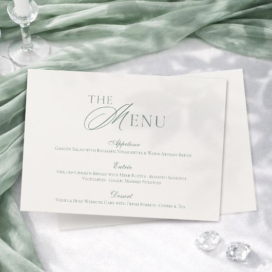 Invitation Minimal Sage Green Wedding Menu Card