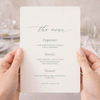 Invitation Minimal Sage Green Wedding Menu Card