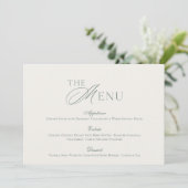 Invitation Minimal Sage Green Wedding Menu Card (Debout devant)
