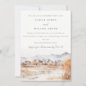 Invitation Minimal Salt Lake City Utah Watercolor Fiançailles (Devant)