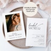 Invitation Minimal Script Black and White Bridal Shower