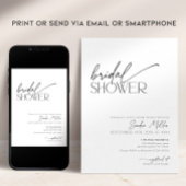 Invitation Minimal Script Black and White Bridal Shower