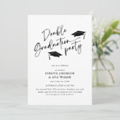 Invitation Minimal Script Double Graduation Party  (Debout devant)