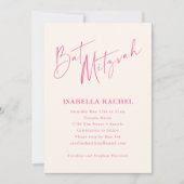 Invitation Minimal Script Hot Pink Cream Modern Bat Mitzvah (Devant)
