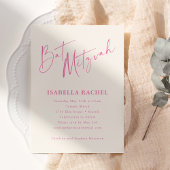 Invitation Minimal Script Hot Pink Cream Modern Bat Mitzvah