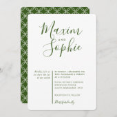 Invitation MINIMAL SCRIPT simple moderne mariage vert forêt (Devant / Derrière)