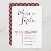 Invitation MINIMAL SCRIPT simple moderne mariage vin rouge fo (Devant / Derrière)