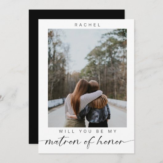 Invitation Minimal Serez-vous mon chef d'honneur Photo Chic (Devant / Derrière)