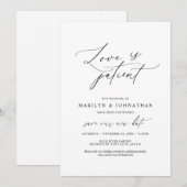 Invitation Minimal Simple, L'amour est patient, mariage repor (Devant / Derrière)