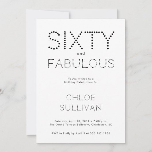 Invitation Minimal Sixty and Fabulous 60th Birthday Party (Devant)