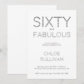 Invitation Minimal Sixty and Fabulous 60th Birthday Party (Devant / Derrière)