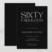 Invitation Minimal Sixty and Fabulous 60th Birthday Party (Devant / Derrière)