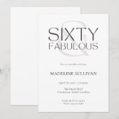 Invitation Minimal Sixty and Fabulous 60th Birthday Party (Devant / Derrière)