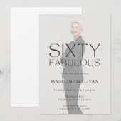 Invitation Minimal Sixty Fabulous 60th Photo Birthday Party (Devant / Derrière)