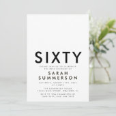 Invitation Minimal Sixty Noir Blanc 60e Anniversaire (Debout devant)
