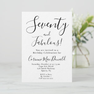 Invitation Minimal Soixante-dix ans et Fabuleuse Fête d'anniv