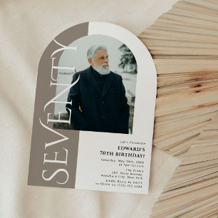 Invitation Minimal SOIXANTE-DIX Arch Photo 70e Anniversaire