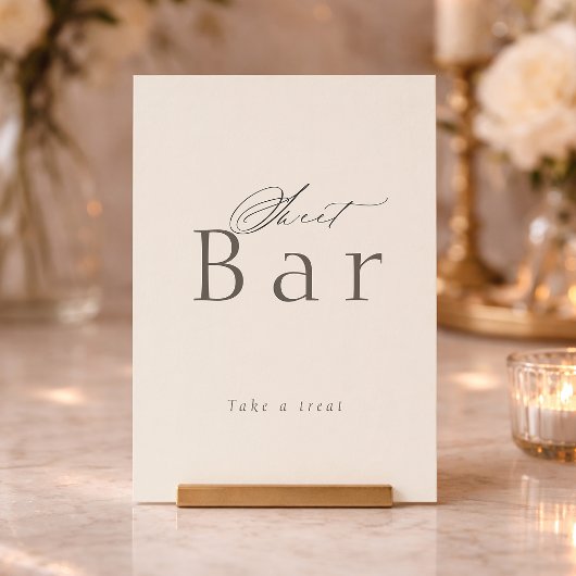 Invitation Minimal Taupe Dessert Table Sign