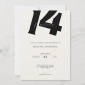 Invitation Minimal Typographie Gras 14e Anniversaire  (Devant)