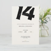 Invitation Minimal Typographie Gras 14e Anniversaire  (Debout devant)