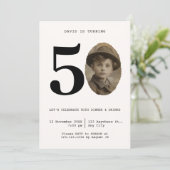Invitation Minimal vintage Photo 50th Birthday (Debout devant)