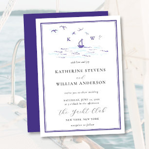 Invitation Minimal voilier Yacht Vave Mariage classique moder