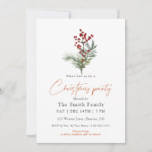 Invitation Minimal Watercolor Berry Christmas Party (Devant)