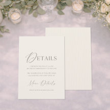 Minimal Wedding Details Card | Neutral Classic
