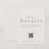 Invitation Minimal Wedding Details Card with QR Code (Devant / Derrière)
