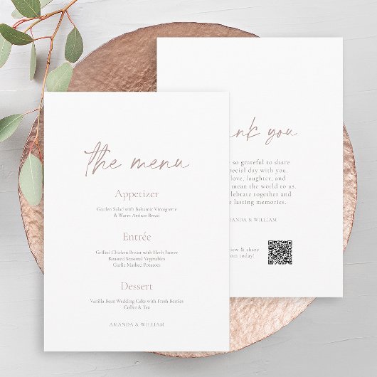 Invitation Minimal Wedding Reception Menu Card