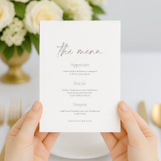 Invitation Minimal Wedding Reception Menu with Thank You Card