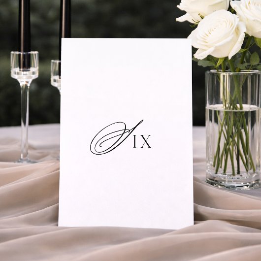 Invitation Minimal Wedding Table Number Six Sign