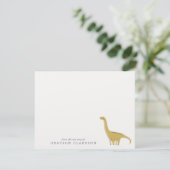 Invitation Minimal Yellow Dinosaur Nursery Note Card (Debout devant)