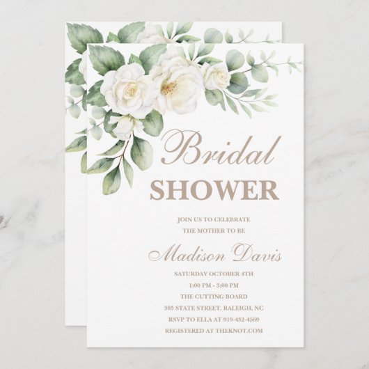 Invitation minimale à la douche nuptiale (Devant / Derrière)