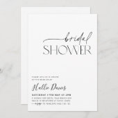 Invitation minimale à la douche nuptiale noire bla (Devant / Derrière)
