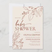 Invitation minimale au Baby shower floral (Devant)