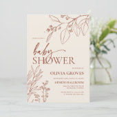 Invitation minimale au Baby shower floral (Debout devant)