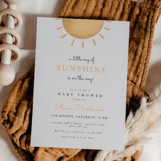 Invitation minimale au Baby shower solaire