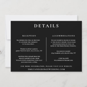 Invitation Minimale Black & White mariage Détails
