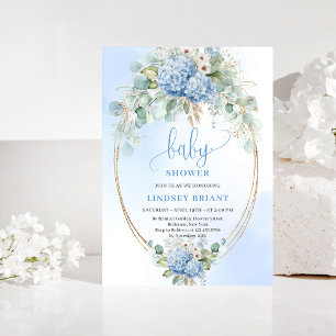 Invitation minimale boho bleu pour baby shower
