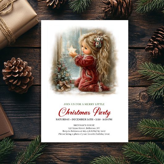 Invitation minimale de fête de fille de scène d'hi