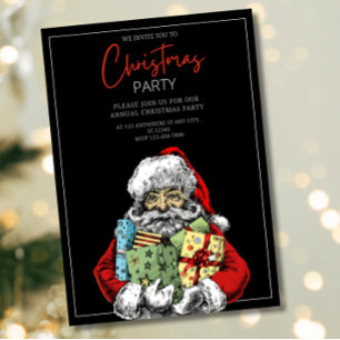 Invitation minimale de fête de Noël du Père Noël,