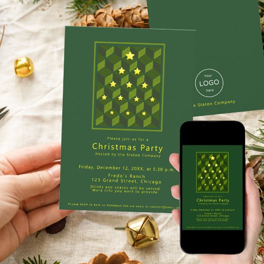 Invitation minimale de fête de Noël verte inspirée