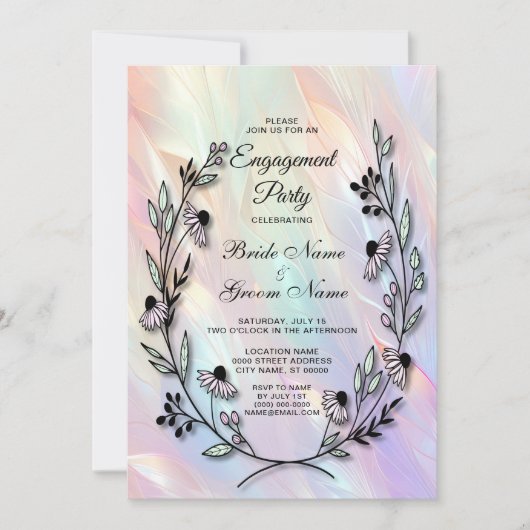 Invitation minimale de fiançailles avec fleurs (Devant)