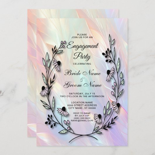 Invitation minimale de fiançailles avec fleurs (Devant / Derrière)