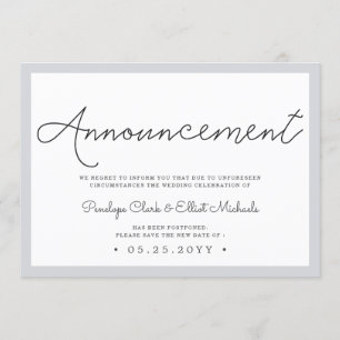 Invitation minimale de report de mariage