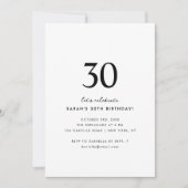Invitation minimale élégante pour 30 ans (Devant)